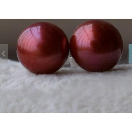 Natural Pearl Earrings AAA 8-9MM Purple Red Genuine Freshwater Pearl Stud Earring Wedding Birthday Fashion Jewelry Woman Gift