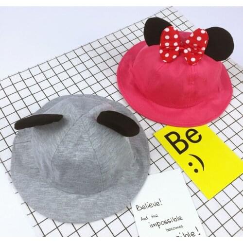 Spring Summer Baby Cap Kids Outdoor Sun Hat Baby Girls Bucket Hats Lovely Cartoon Ear Bowknot Infant Toddler Beach Hat