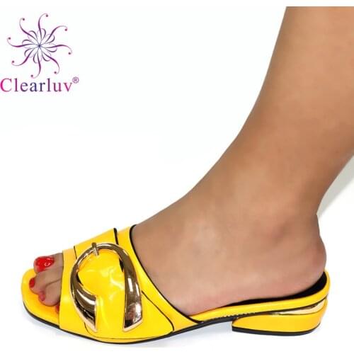 Yellow Color Wedding Shoes for Women Italian High Heels Autumn Slipper for Wedding African Special Materials High Heels 3CM