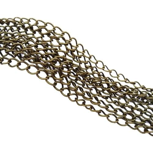 Antique Bronze 100m 3x5mm Necklace End Extender Curb Chains Metal Link Chain Findings for Jewelry Making NEC-03