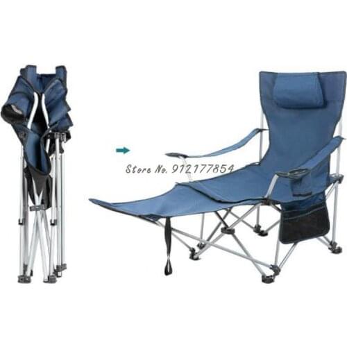 Outdoor folding chair portable fishing chair leisure backrest beach camping sitting and lying dual-use lunch break recliner