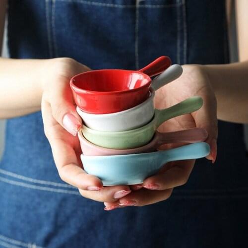 Janpanese Solid Round Handle Ceramic Sauce Dish Underglazed Porcelain Mini Salad Fruit Plate Butter Nuts Snack Dishes Plate