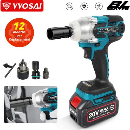WOSAI 20V Cordless Electric Impact Wrench Brushless Wrench Socket Li-ion Battery Hand Drill Installation Power Tools