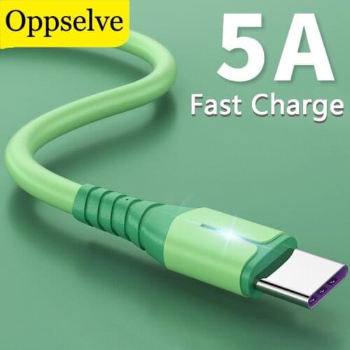Liquid Silicone USB Charger Cable 5A Fast Charging USB Type C Cable Data Charge Wire Mobile Phone Cable For Samsung S21 S20 Cord