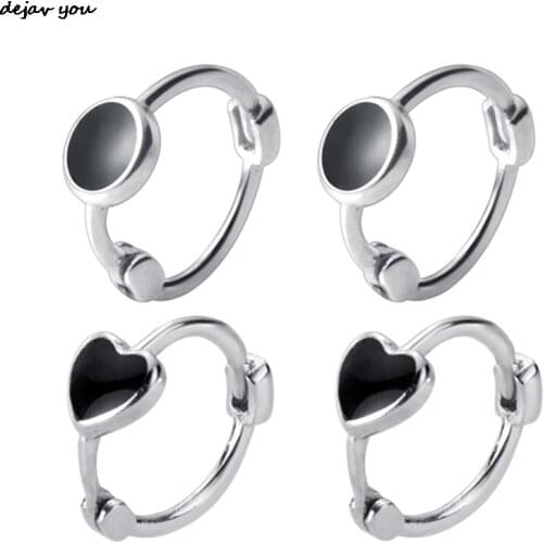 Women Men Simple Black Ear Buckles Punk Mini Small Round Circle Hoop Earrings For Male Ear Bone Buckle