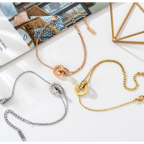 Luxury Gold Silver Roman Numeral Charm Bracelets on Hand Stainless Steel Bracelet for Women 2021 Trend New Female Jewelry Gifts