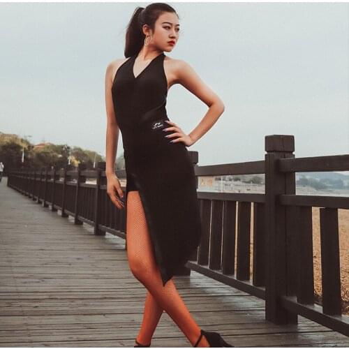 New Latin Dance Dress Adult Dance Costume Women Practice Dress Sleeveless Summer Performance Clothing Rumba Club Sexy Skirt 1529