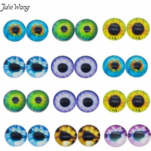 10-50pcs/lot Multi Size Glass Animal Dragon Cat Eye Cameo Cabochon Colorful Round Charms Craft Doll Making DIY Jewelry Accessory