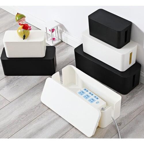 3 Sizes Cable Tidy Storage Box Plastic Wire Storage Box Power Line Storage Cases Junction Box Household Necessities Storage Box