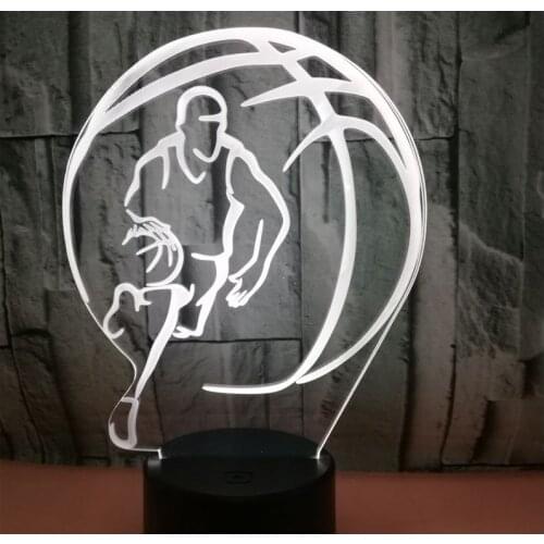 3D LED Night Light Play Basketball with 7 Colors Light for Home Decoration Dribble Come Lamp Amazing Visualization Optical