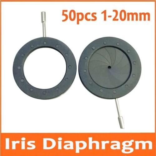 50pcs 1-20mm Adjustable Iris Diaphragm Aperture Condenser for Digital Camera Microscope Concentrator 12pcs Leaves
