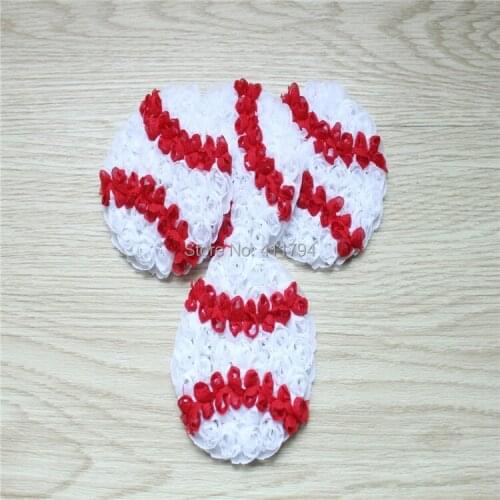 88 pcs/ lot , shabby flowers , baseball chiffon flowers , newborn headband chiffon flowers