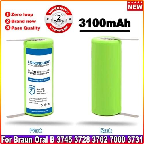 3100mAh 42170 Battery For Braun Oral B 3745 3728 3762 7000 3731 P7000 D25 D28 Electric Toothbrush 1.2V 42mm X 17mm Battery