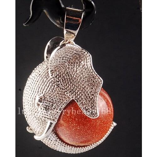 Free Shipping Fashion Jewelry 18x20mm Goldstone Elephant Ball Women Men Pendant Bead C3734