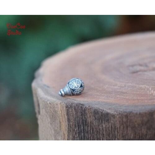 10mm 1pcs Sterling Silver Shou Guru Beads Flower Loose Mala Beads Japa Beads Bracelet Pendant Jewelry Findings DIY