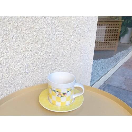 Cups Tazas Coffee Cup Yellow Plaid Mug Coffee Cup Tea Tetera Teapot Afternoon Tea Cups And Saucer Set кружка الشاي الصواني чай