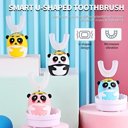 Lunabeefy Children Electric Toothbrush Cartoon Pattern with Soft Replacement Head Automatic Ultrasonic Electric Teeth Brush