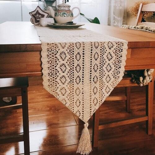 European-style rural wind cotton thread woven lace hollow-out table flag table runner adornos de mesa de comedor vintage wedding