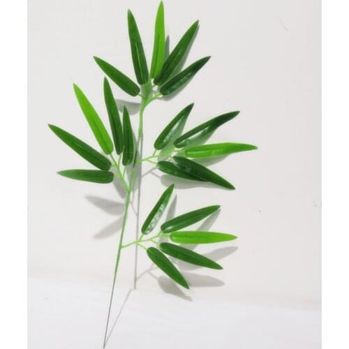 100pcs Lifelike Bamboo Leaves Fake Green Plants Greenery Leaves for Home Office Decoration Green