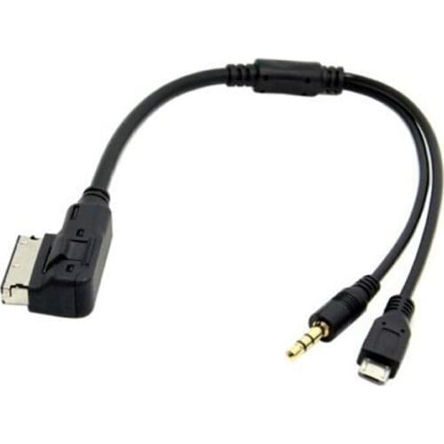 3.5mm Aux Music Interface AMI MDI to Micro USB charge Adapter Cable for Audi A3/A4/A5/ A6/ A8/TT/Jetta/ GTI/ GLI/ Passat/ CC