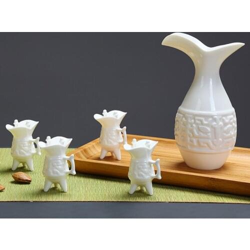 Retro ceramic rice wine set Chinses Baijiu Jue cup household wine pot whole liquor gift box Japanese sake wineware