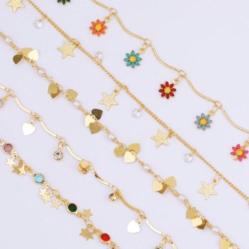 WHSOK 1M/Lot Copper Chain/Hand Made/CZ Charms/Imitation Pearl/Oil Drop/DIY Bracelets Making/Jewelry Findings & Components