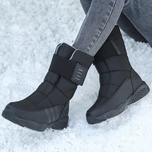 2020 mid-tube snow boots women winter warmth and velvet thickening fashion outdoor non-slip wear-resistant cotton shoes women