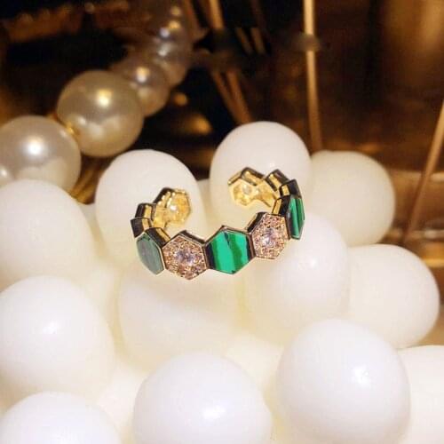 Fashion Brand Adjustable Snake Rings Original Catwalk Cubic Zirconia Geometric Shell Ring for Women Lovers Jewelry Z057