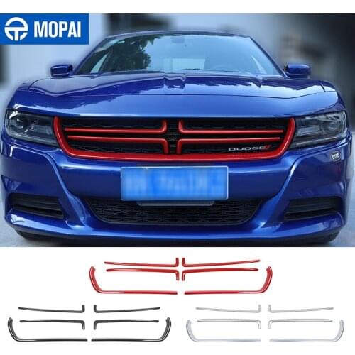 MOPAI Car Stickers for Dodge Charger 2015+ Car Front Grills Grille Cover Decoration Strip Accessories for Dodge Charger 2015