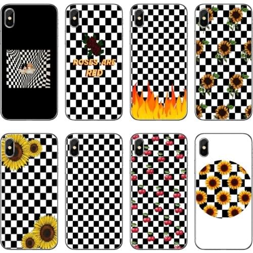 Aesthetic checkerboard sunflower Plaid Soft Case For Huawei P30 P20 Pro P10 P9 P8 Lite Y5 Y6 Y7 Y9 Prime P Smart Plus 2018 2019