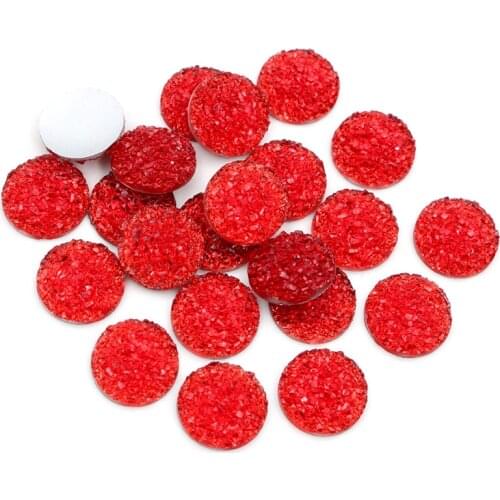 New Fashion 40pcs 12mm Red Color Flat Back Resin Flower Cabochons Cameo G4-32