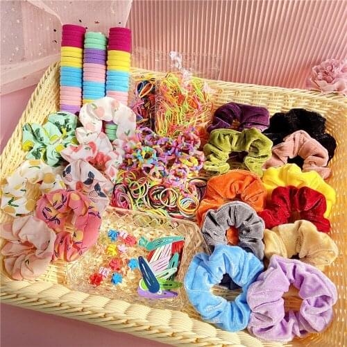 New 780pcs Girls Scrunchies Elastic Hair Band Kids Hair Accessories for Women Fashion Hair Tie Baby Hairpin Rope Headwear