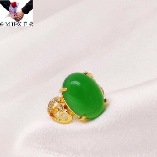 OMHXFC Jewelry Wholesale YM554 European Fashion Fine Woman Girl Party Birthday Wedding Gift Vintage Oval Zircon 24KT Gold Ring