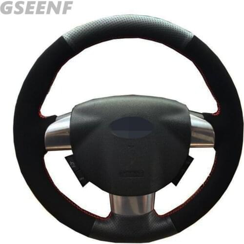 Car Accessories Steering Wheel Cover For Ford Focus 2 2005 - 2011 (3-Spoke) Black Hand-stitched Soft and Comfortable Suede