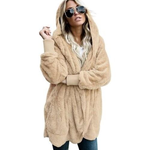 Autumn Winter Womens Coat Casual Jacket Cardigan Europe America New Trend Coats Plus Velvet Casual Loose Hooded Tops Female