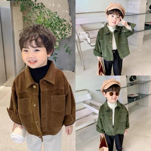Autumn Baby Boys Girls Solid Color Corduroy Coat Korean Japan Style Children Clothing Baby Boy Girl Long Sleeve Jacket Kids Coat