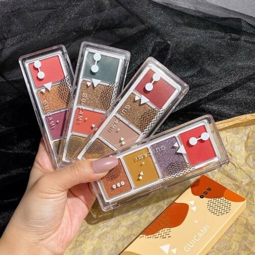4 Color Shimmer Matte Eyeshadow Palette Glitter Diamond Eyeshadow Pallete Nude Pigmente Smoky Maquillage Makeup Pallete Cosmetic