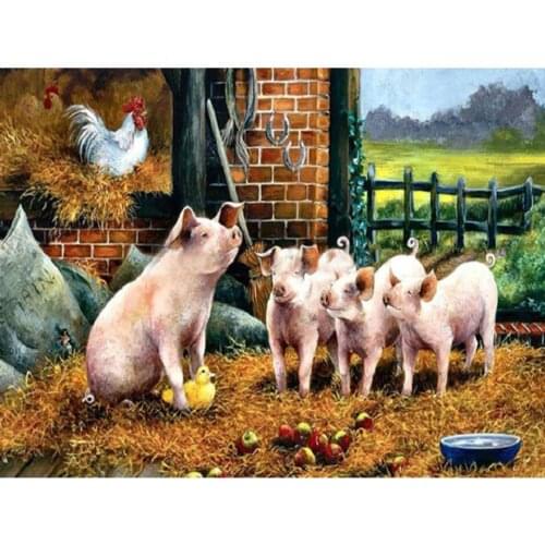 Full Square&Round Diamond Embroidery Animals Pigs 5D Diy Diamond Painting Mosaic picture of Rhinestones cross-stitch kits Decor