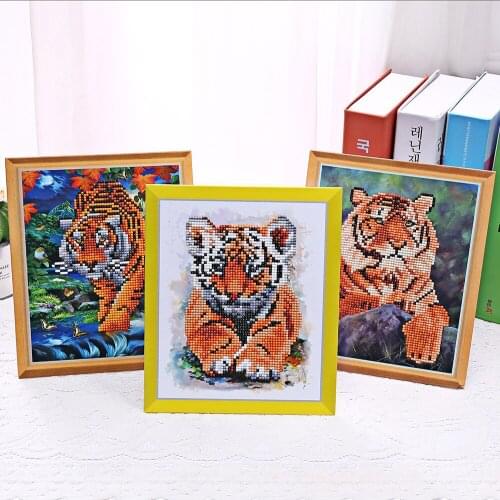 Frame 5D Diamond Painting Cartoon Animal Tiger Picture Of Rhinestones Mosaic Resin Puzzle Embroidery Kid Handcraft Gift Decor