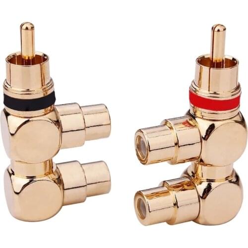 RCA Connector 1 Male To 2 RCA Female F Type Converter Gold Plated AV Audio Video Splitter Cable RCA Conversion Adapter Jack Plug