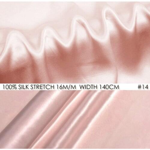 SILK STRETCH SATIN 140cm width 16momme Pure Silk Fabric+Spandex Stretch Fabric Organic Kids Fabric Chinese Silk Baby Pink NO14