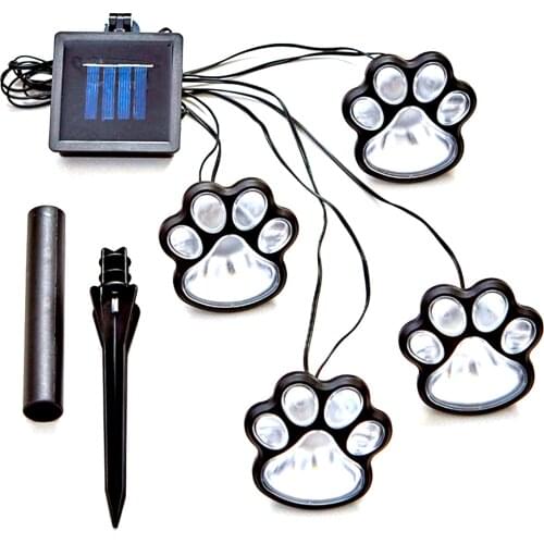 Solar 4-Paw Light Garden Ground Dog Cat Paw LED Solar Lamp for Garden Patio Yard Decor Walkway