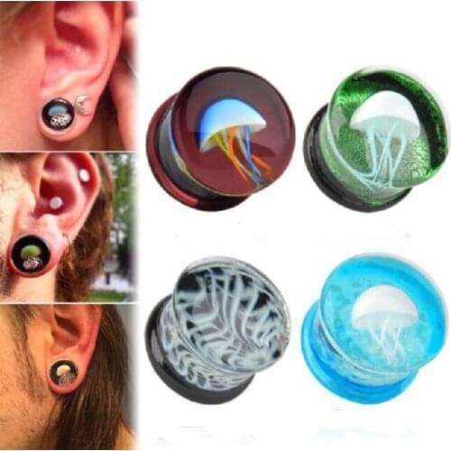 Glass Ear Plugs Fles Tunnel Ear expansion earrings Marine jellyfish auricle popularity jewelry amazon EBAY hot style Taper