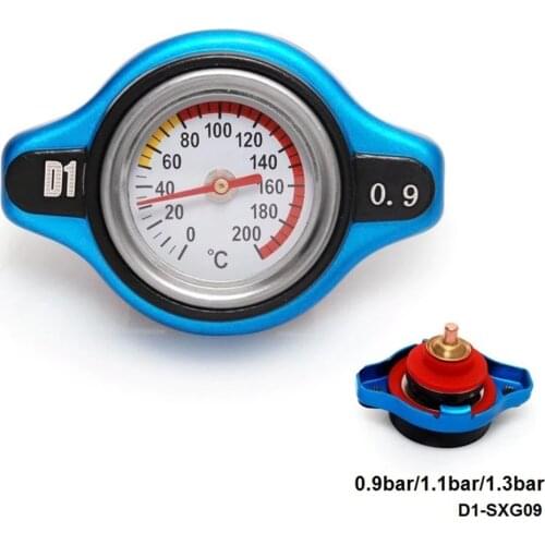 D1 SPEC Thermostatic Gauge Radiator Cap 0.9bar/1.1bar/1.3bar Small Head Blue Cover D1-SXG09
