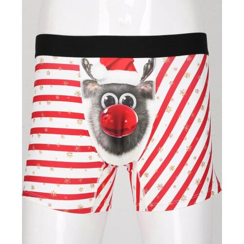 Mens Exotic Christmas Holiday Panties Jockstraps Pouch Underwear Underpants Stretchy Camel Boxer Shorts with Cartoon Print