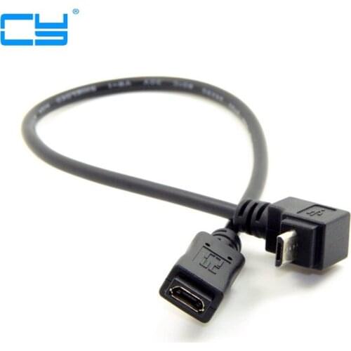 Up Direction 90 Degree Angled Micro USB 2.0 5Pin Male to Female Extension Cable for Cell Phone Tablet 25cm