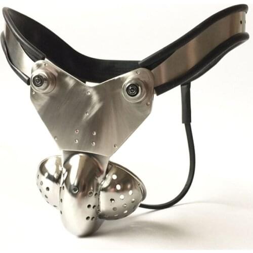 Stainless Steel Outdoor Wear Cock Cage Scrotum Cage Male BDSM Bondage Chastity Belt Device Penis Ring Lock 18+ Sex Toys for Men