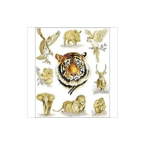 Factory Shop Cross Stitch Kit Tiger Lion Elephant Bird Animal Free Shipping