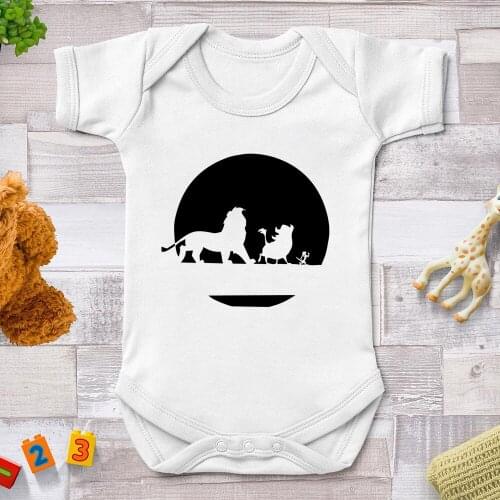 Lion King Simba Cartoon Baby Rompers Newborn Short Sleeve White Jumpsuits Infant Bodysuit Harajuku Baby Girls Boys Clothes