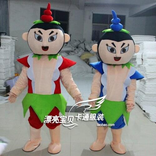 Calabash Brothers Mascot Costume Lovely Calabash Boy Mascots Chinese Cartoon Character Cosplay Costume Carnival Costume